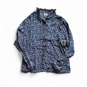 80's Bleyle Floral Women's Long Sleeve Shirt  Large